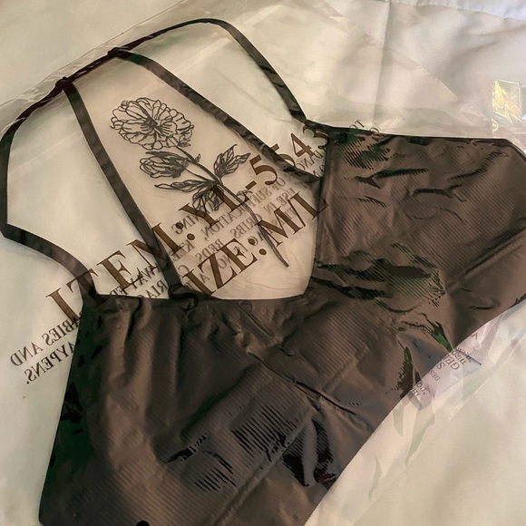 New! Black Flower Bloom Mesh Tattoo Bralette - Picture 8 of 8